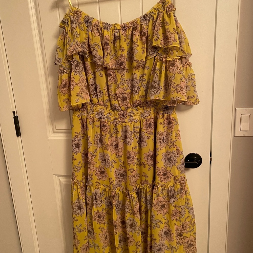 Yellow off shoulder dress